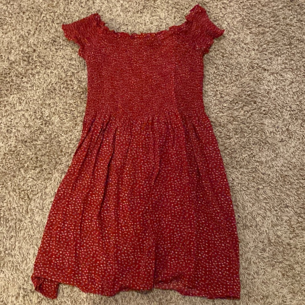 brandy melville, red and white floral sundress with scrunched top